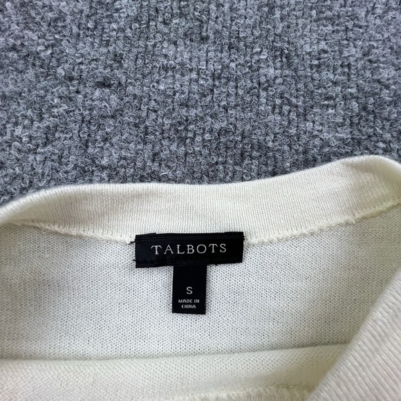 Talbots S‎ Ivory Multi-Stripe Cashmere Blend Crewneck Lightweight Knit Sweater - Picture 6 of 8